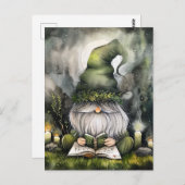 Carte Postale Cute Gnome Lit Ses Livres Magiques (Devant / Derrière)
