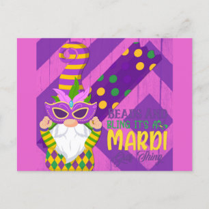 Carte Postale Cute Gnome Mardi Gras Beads Bling