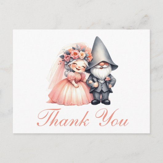 Carte Postale Cute Gnome Orange Mariage Merci Rustique Boho (Devant)