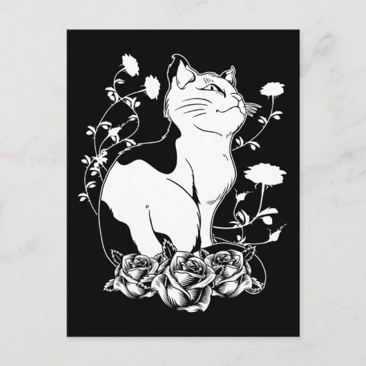 Carte Postale Cute gothique Chat Rose Pastel Goth Kitten (Devant)