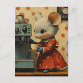 Carte Postale Cute Gray Mouse Makes Coffee (Devant)