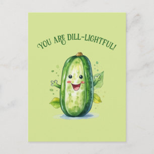 Carte Postale Cute Green Cartoon Pickle