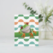 Carte Postale Cute grenouille à arbre rouge coloré géométrique (Debout devant)