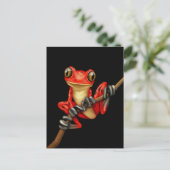 Carte Postale Cute grenouille à arbre rouge sur une branche sur  (Debout devant)