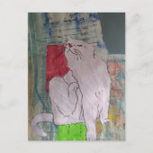 Carte Postale Cute Grey Kitty mixed media collage (Devant)