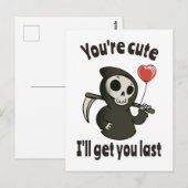Carte Postale Cute Grim Reaper avec coeur romantique (Devant / Derrière)
