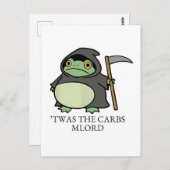 Carte Postale Cute Grim Reaper Frog - ’Twas Carbs M’Lord (Devant / Derrière)