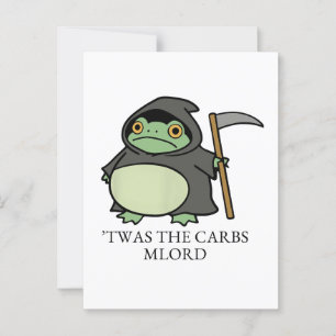 Carte Postale Cute Grim Reaper Frog – ’Twas the Carbs M’Lord