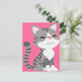 Carte Postale Cute Gris Souriant Tabby Chat (Debout devant)