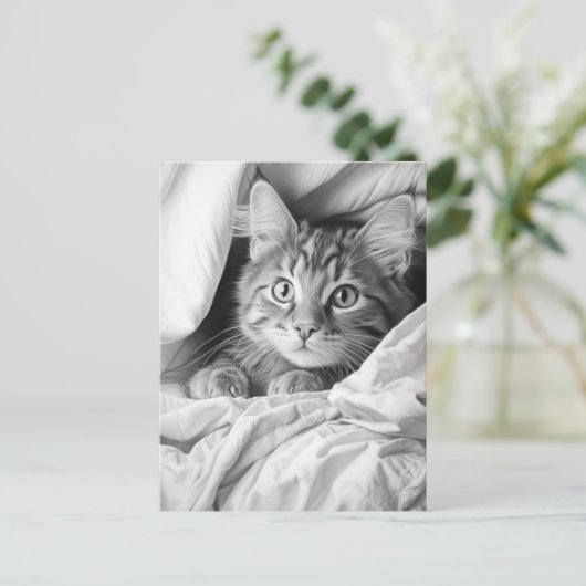 Carte Postale Cute Gris Tabby Chat (Debout devant)