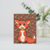 Carte Postale Cute Gros Gros Renard Oeil Manger Un Cookie (Debout devant)