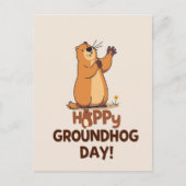 Carte Postale Cute Groundhog Illustration Classic Groundhog Day (Devant)
