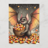 Carte Postale Cute Halloween Bat With Candy (Devant)