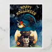 Carte postale Cute Halloween Chats Foil (Recto)