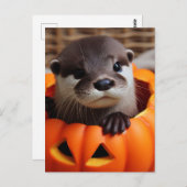 Carte Postale Cute Halloween Otter (Devant / Derrière)