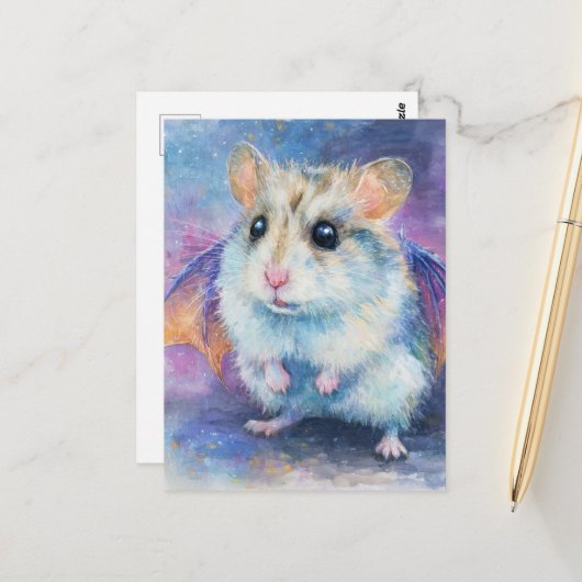 Carte Postale Cute Hamster Dragon (Devant/Arrière en situation)