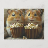 Carte Postale Cute Hamsters With Popcorn For movie Night (Devant)