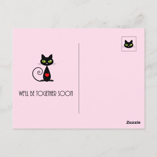 Carte Postale Cute Hang in There Valentine Hanging Chat noir (Dos)