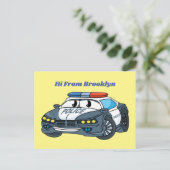Carte Postale Cute happy police car cartoon illustration (Debout devant)