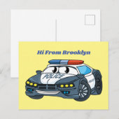 Carte Postale Cute happy police car cartoon illustration (Devant / Derrière)