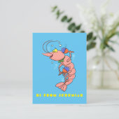 Carte Postale Cute happy shrimp, dessin animé de crevettes (Debout devant)