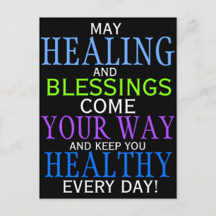 Carte Postale Cute HEALING AND BLESSINGS Quote