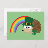 Carte Postale Cute Hedgehog Leprechaun (Devant / Derrière)