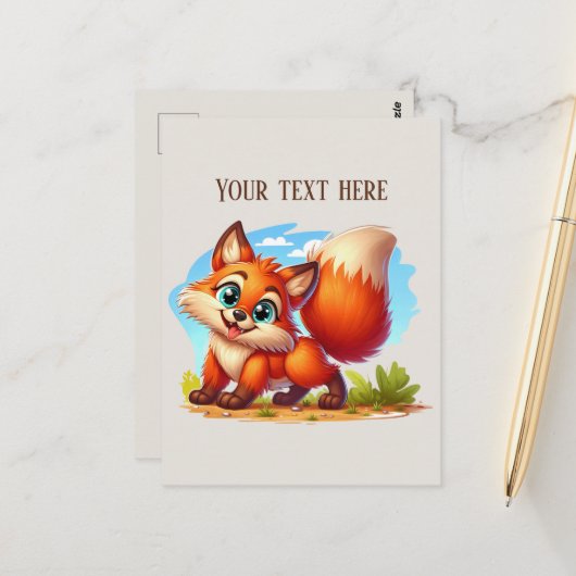 Carte Postale Cute hiking fox lovers customizable (Devant/Arrière en situation)