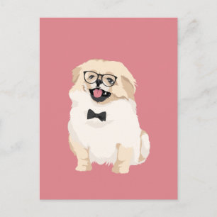 Carte Postale Cute Hipster Pekingese Chiot pour Amoureux de les