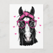 Carte Postale Cute Horse Pink Bandana Bonjour Penser de vous aim (Devant)
