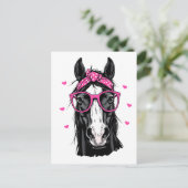 Carte Postale Cute Horse Pink Bandana Bonjour Penser de vous aim (Debout devant)