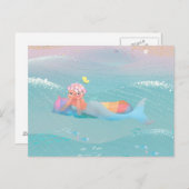 Carte Postale Cute illustration of mermaids' day on the Beach (Devant / Derrière)