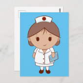 Carte Postale Cute infirmière caricature (Devant / Derrière)
