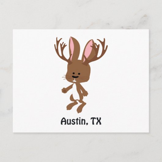 Carte Postale Cute Jackalope - Austin, Texas (Devant)