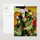 Carte Postale Cute japonais Geisha aquarelle originale art (Devant / Derrière)