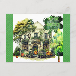 Carte Postale Cute Jour de la Saint Patrick Gnome Irish Pub Bar