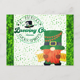 Carte Postale Cute Jour de la Saint Patrick Gnome Leprechaun Biè