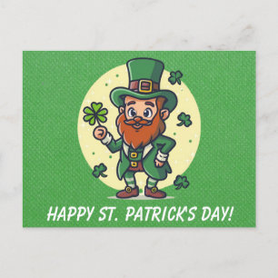 Carte Postale Cute Jour de la Saint Patrick irlandais Leprechaun