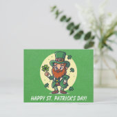 Carte Postale Cute Jour de la Saint Patrick irlandais Leprechaun (Debout devant)