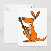 Carte Postale Cute Kangaroo Jouer Banjo Cartoon (Devant / Derrière)