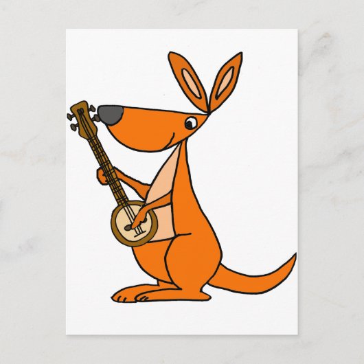 Carte Postale Cute Kangaroo Jouer Banjo Cartoon (Devant)