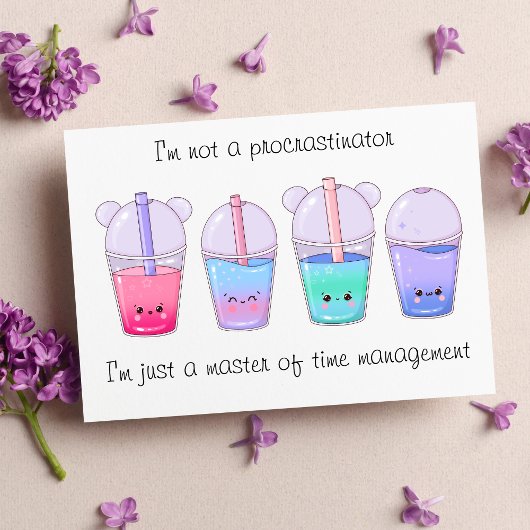 Carte Postale Cute Kawaii Bubble Tea