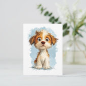 Carte Postale Cute Kawaii Caricature Chiot (Debout devant)
