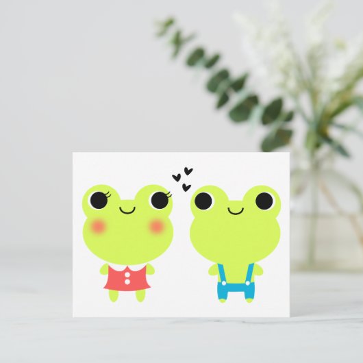 Carte postale Cute Kawaii Cartoon Frog Valentines (Debout devant)