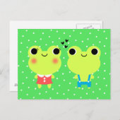 Carte postale Cute Kawaii Cartoon Frog Valentines (Devant / Derrière)