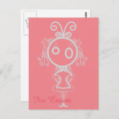 Carte Postale Cute Kawaii Cartoon Girl (Devant / Derrière)