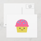 Carte Postale Cute Kawaii Cupcake (Devant / Derrière)