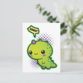 Carte Postale Cute Kawaii Dinosaur (Debout devant)