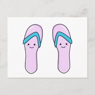 Carte Postale Cute Kawaii Flip Flop Beach Sandales