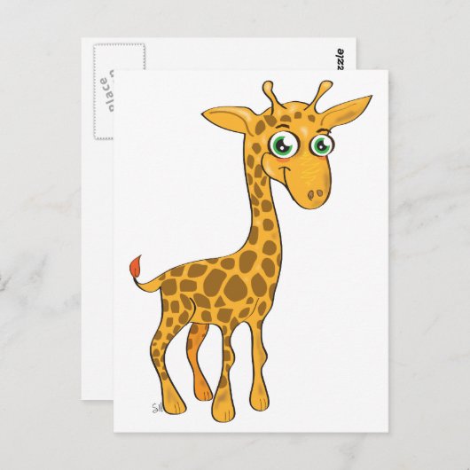 Carte Postale Cute Kawaii Giraffe (Devant / Derrière)